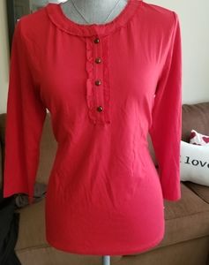 Talbots new with tags 3/4 red shirt with ruffle